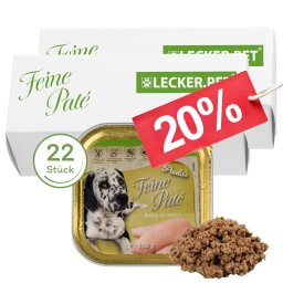 22 x 150 g Lecker.Pet® Paulas Feine Paté Reich an Huhn Hundefutter Nassfutter Vollnahrung