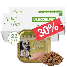 22 x 150 g Lecker.Pet® Paulas Feine Paté Reich an Huhn Hundefutter Nassfutter Vollnahrung
