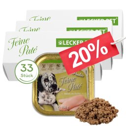 33 x 150 g Lecker.Pet® Paulas Feine Paté Reich an Huhn Hundefutter Nassfutter Vollnahrung