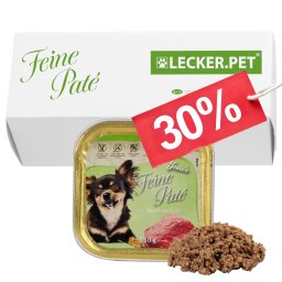 11 - 44 Stk. Lecker.Pet® Josies Feine Paté Reich an Kalb Hundefutter Nassfutter Vollnahrung - je 150 g in Schale