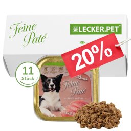 11 x 150 g Lecker.Pet® Lunas Feine Paté Reich an Pute Hundefutter Nassfutter Vollnahrung