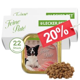 22 x 150 g Lecker.Pet® Lunas Feine Paté Reich an Pute Hundefutter Nassfutter Vollnahrung