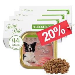 44 x 150 g Lecker.Pet® Lunas Feine Paté Reich an Pute Hundefutter Nassfutter Vollnahrung
