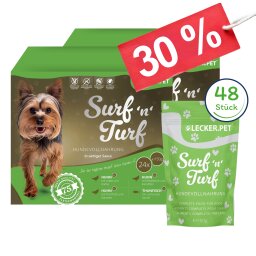 48 x 150 g Lecker.Pet® SurfnTurf Pouches Hundefutter Nassfutter - 4 Sorten Multipack