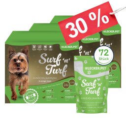 72 x 150 g Lecker.Pet® SurfnTurf Pouches Hundefutter Nassfutter - 4 Sorten Multipack
