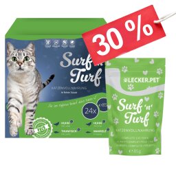 24 - 72 pcs. Lecker.Pet® SurfnTurf Pouches Nourriture pour chats en sauce fine Nourriture humide - 4 sortes de multipack - 85 g chacun