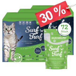 72 x 85 g Lecker.Pet® SurfnTurf Pouches Katzenfutter in feiner Sauce Nassfutter - 4 Sorten Multipack