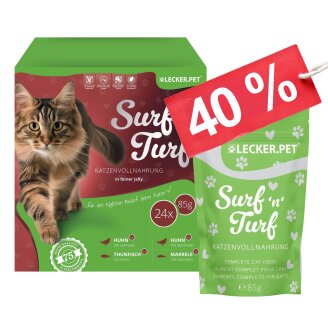 24 - 72 pcs. Lecker.Pet® SurfnTurf Pouches Nourriture...