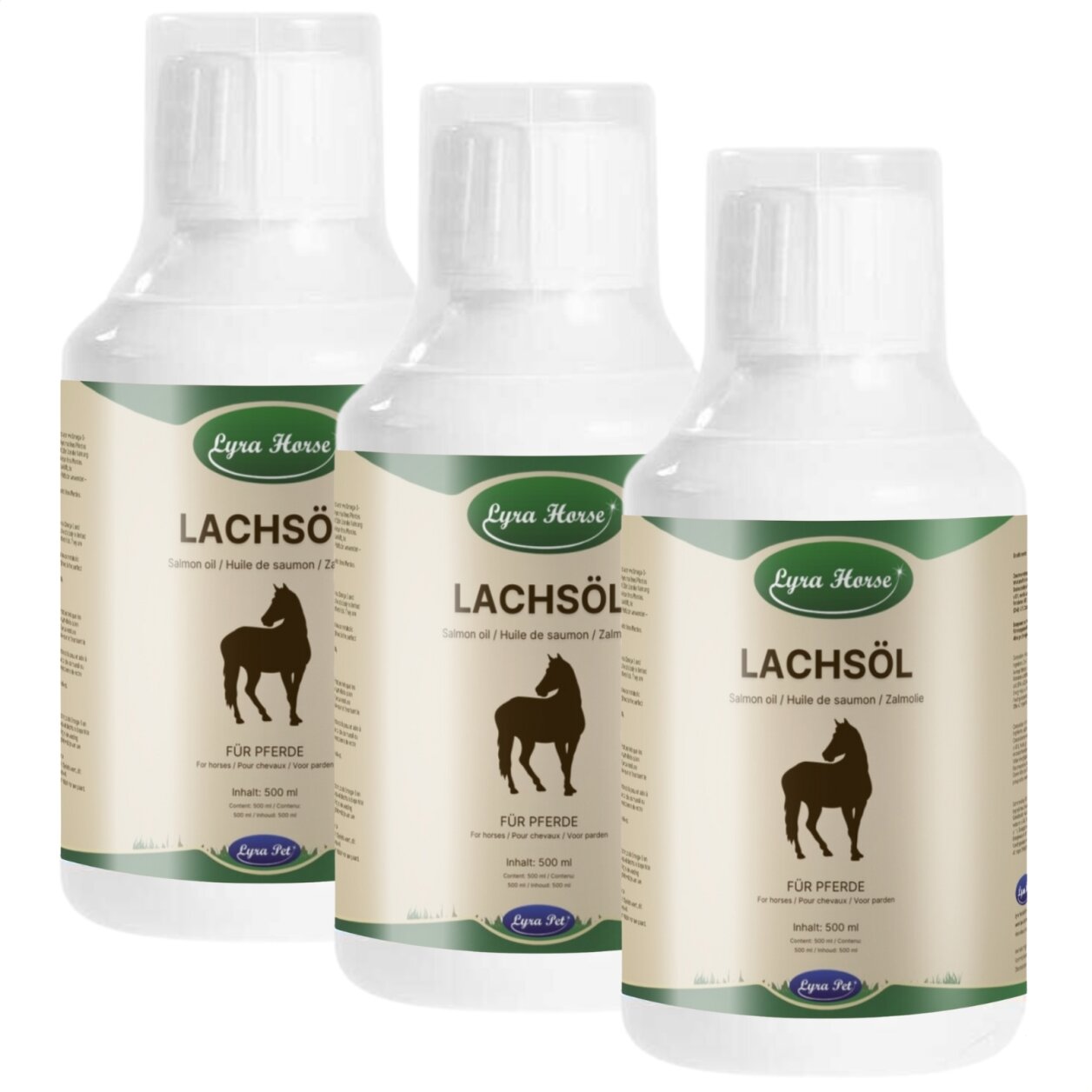 3 x 500 ml Lyra Horse® 100 % Lachsöl für Pferde