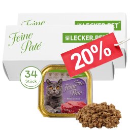 34 x 100 g Lecker.Pet® Emilys Feine Paté Reich an Rind Katzenfutter Nassfutter Vollnahrung