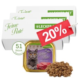 51 x 100 g Lecker.Pet® Emilys Feine Paté Rijk aan Rund Nat Kattenvoer Complete voeding