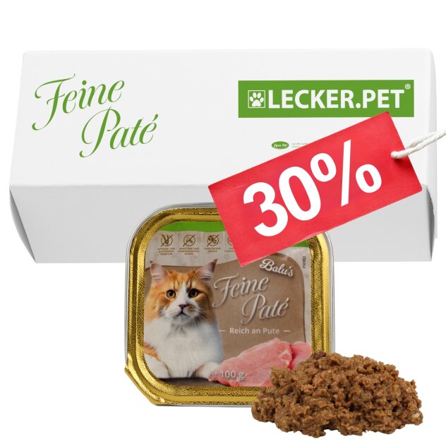 17 - 68 pcs. Lecker.Pet® Balus Fine Paté Riche en Dinde Nourriture pour chats Nourriture humide complète - chaque 100 g en barquette