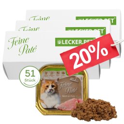 51 x 100 g Lecker.Pet® Balus Feine Paté Reich an Pute Katzenfutter Nassfutter Vollnahrung