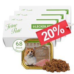 68 x 100 g Lecker.Pet® Balus Fine Paté Riche en Dinde Nourriture humide pour chats Nourriture complète