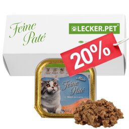 17 - 68 Stk. Lecker.Pet® Mias Feine Paté Reich an Lachs Katzenfutter Nassfutter Vollnahrung - je 100 g in Schale