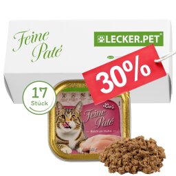 17 x 100 g Lecker.Pet® Leos Feine Paté Reich an Huhn Katzenfutter Nassfutter Vollnahrung