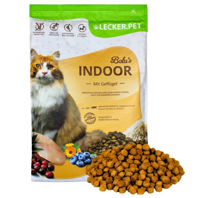 2.5 kg Lecker.Pet® Balus Indoor Gevogelte droog kattenvoer volledig voer