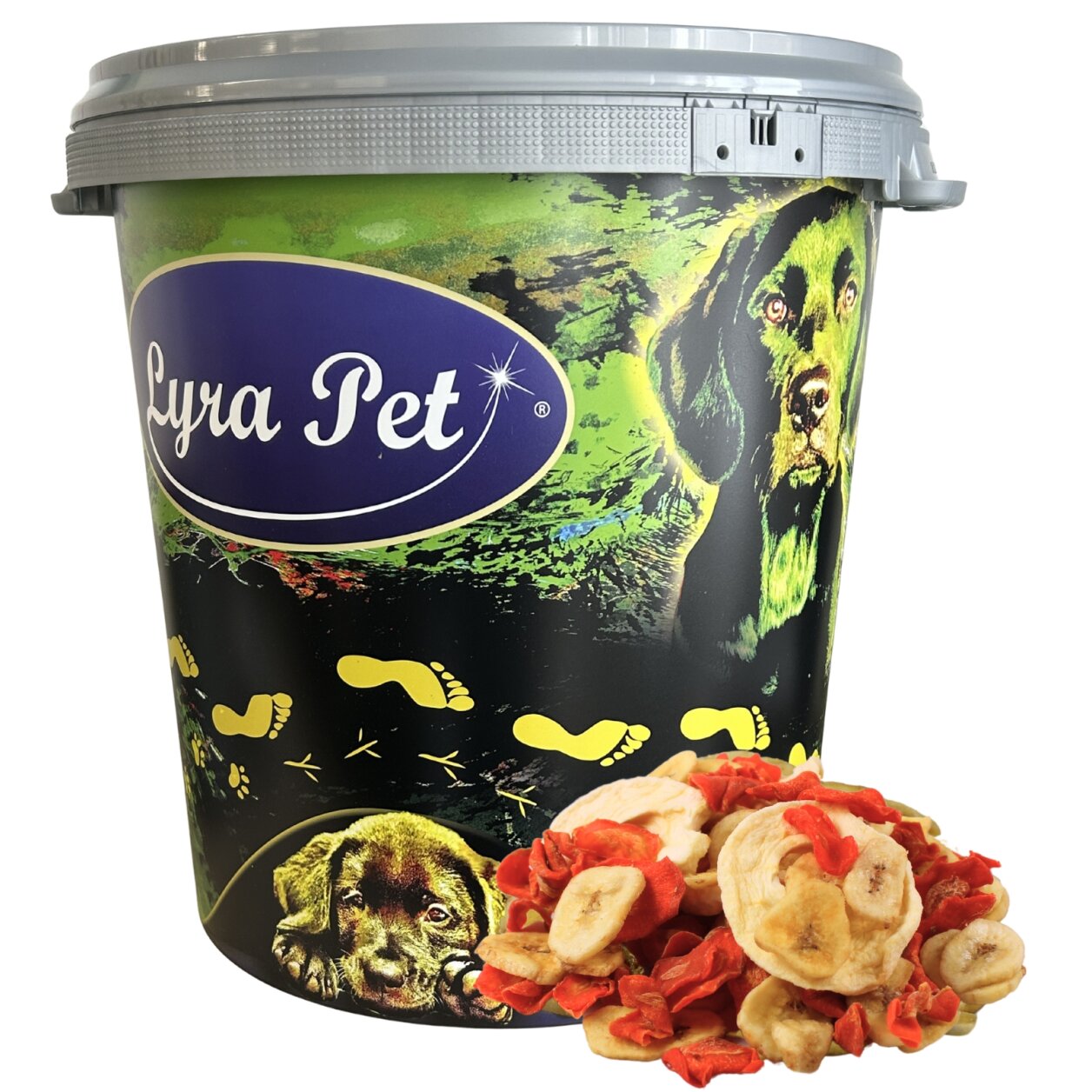 5 kg Lyra Pet® Obst-Gemüse-Mix getrocknet in 30 L Tonne