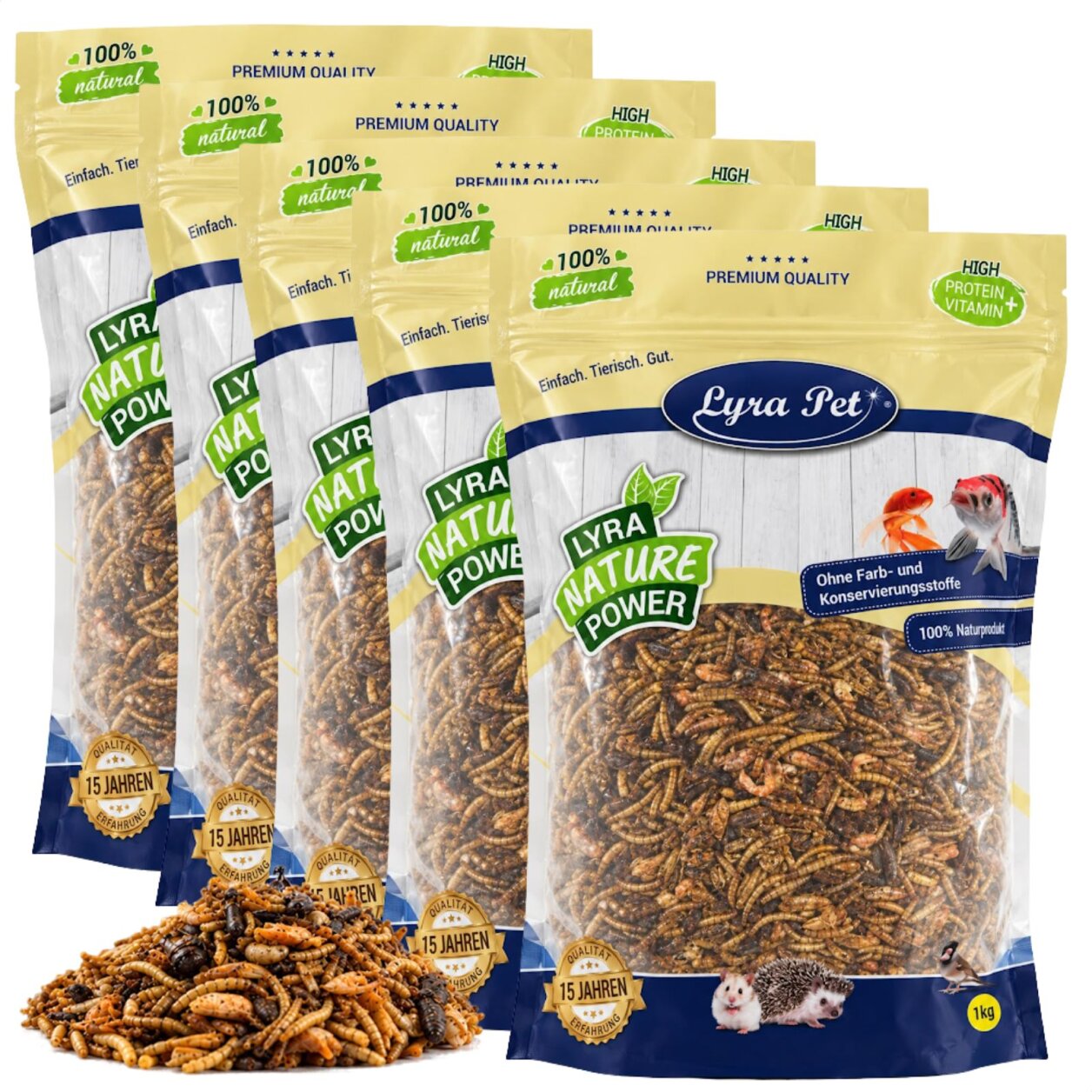 5 kg Lyra Pet® Protein Boost Insekten Mix - mit Mehlwürmern, Shrimps & Grashüpfern