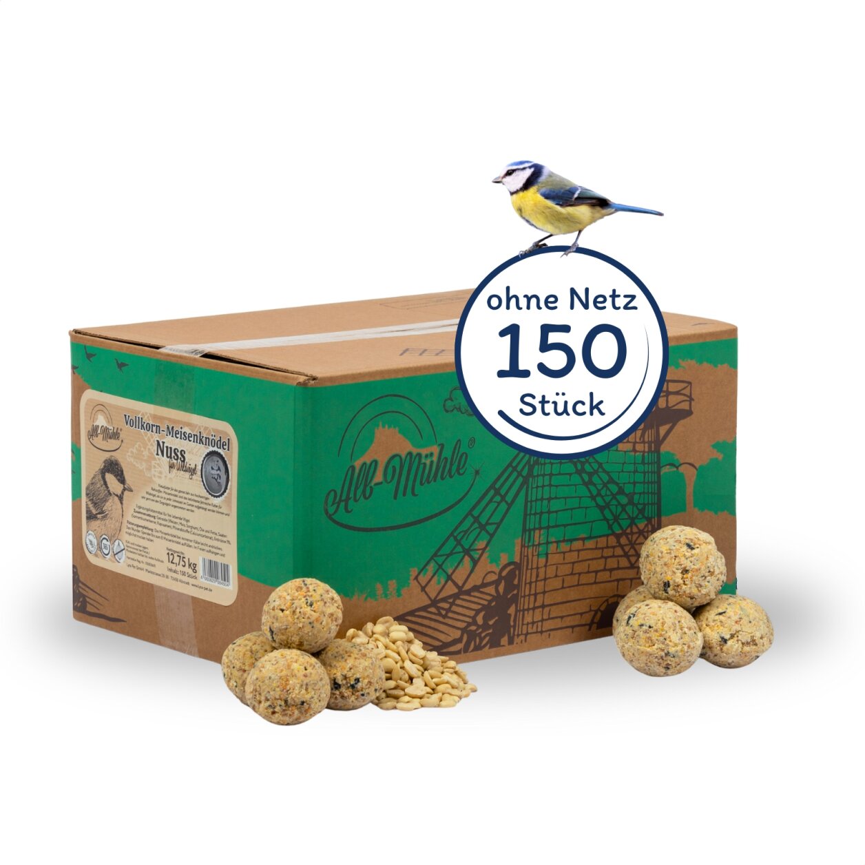 150 Stk. Lyra Pet® Meisenknödel aus der Alb-Mühle ohne Netz Vollkorn & Nuss à 85 g