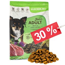 4 kg Lecker.Pet® Josies Adult Lamm & Reis Hundefutter Trockenfutter Vollnahrung MHD 3/2026