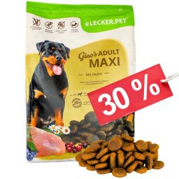 4 kg Lecker.Pet® Ginos Adult Maxi mit Huhn Hundefutter Trockenfutter Vollnahrung MHD 4/2026