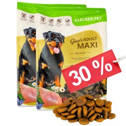 8 kg Lecker.Pet® Ginos Adult Maxi avec poulet Nourriture sèche pour chiens Nourriture complète MHD 4/2026