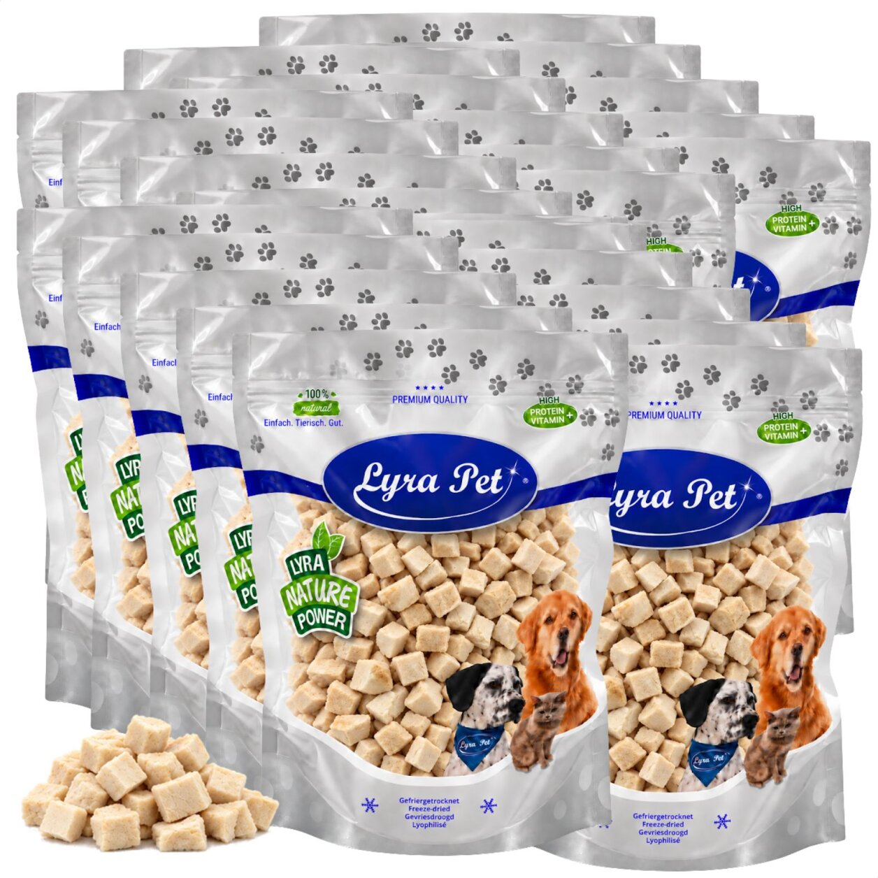 5 kg (25 x 200 g) Lyra Pet® Hühnerbrustwürfel gefriergetrocknet