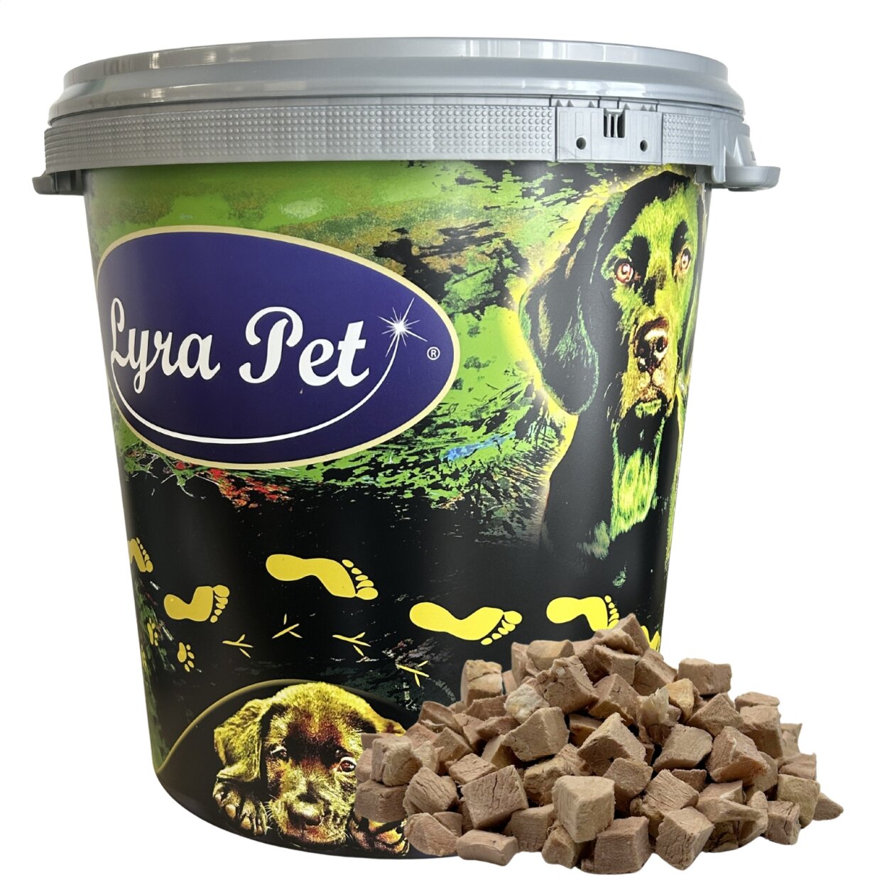 1 kg (5 x 200 g) Lyra Pet® Entenbrustwürfel gefriergetrocknet in 30 L Tonne