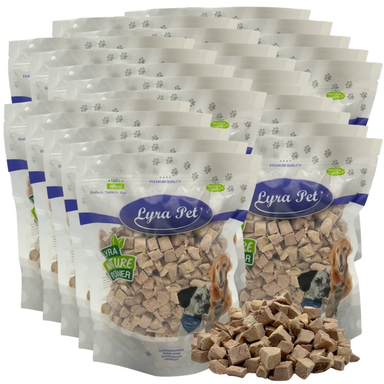 5 kg (25 x 200 g) Lyra Pet® Entenbrustwürfel gefriergetrocknet