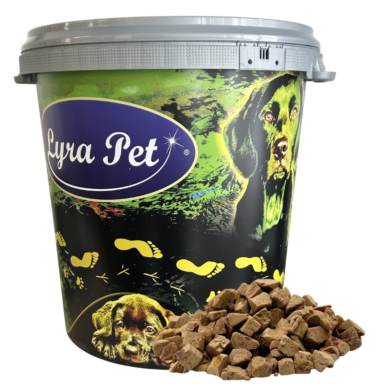 1 kg (5 x 200 g) Lyra Pet® Entenleberwürfel gefriergetrocknet in 30 L Tonne