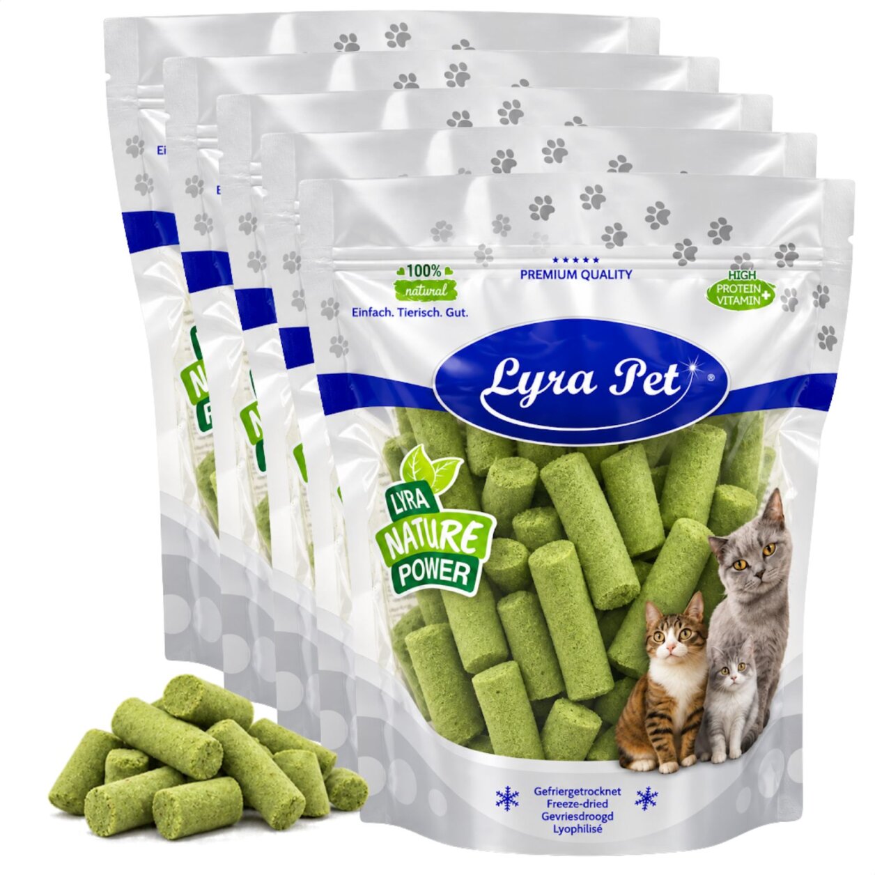 1 kg (5 x 200 g) Lyra Pet® Katzengras Sticks gefriergetrocknet