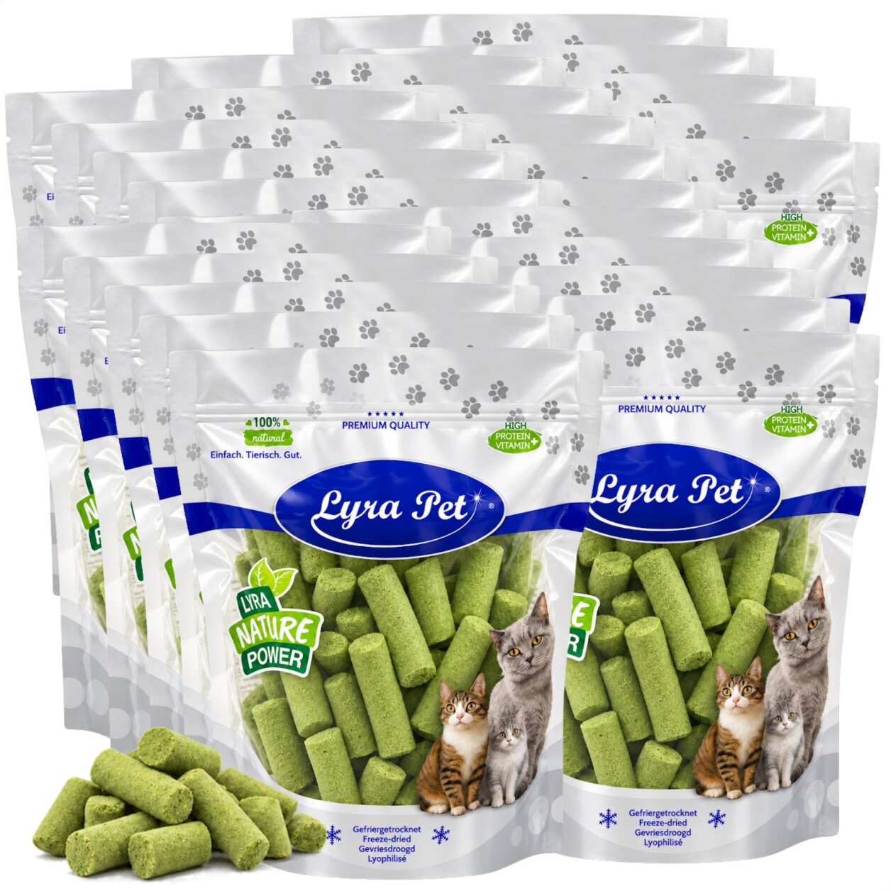 5 kg (25 x 200 g) Lyra Pet® Katzengras Sticks gefriergetrocknet