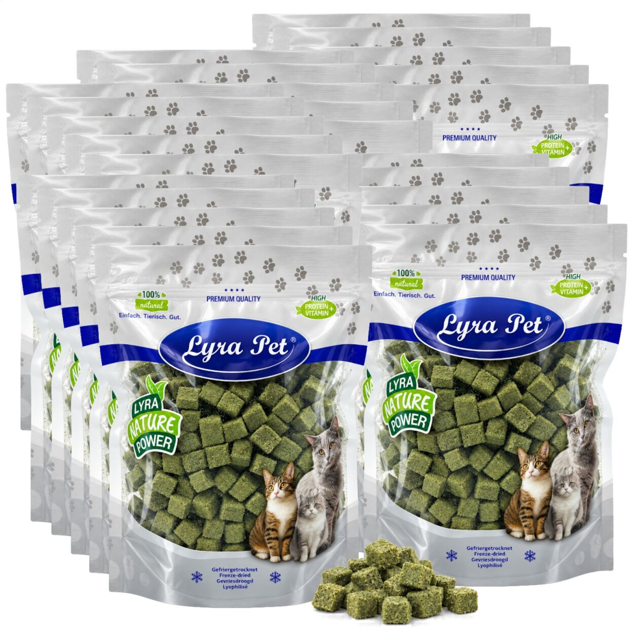5 kg (25 x 200 g) Lyra Pet® Katzengraswürfel gefriergetrocknet