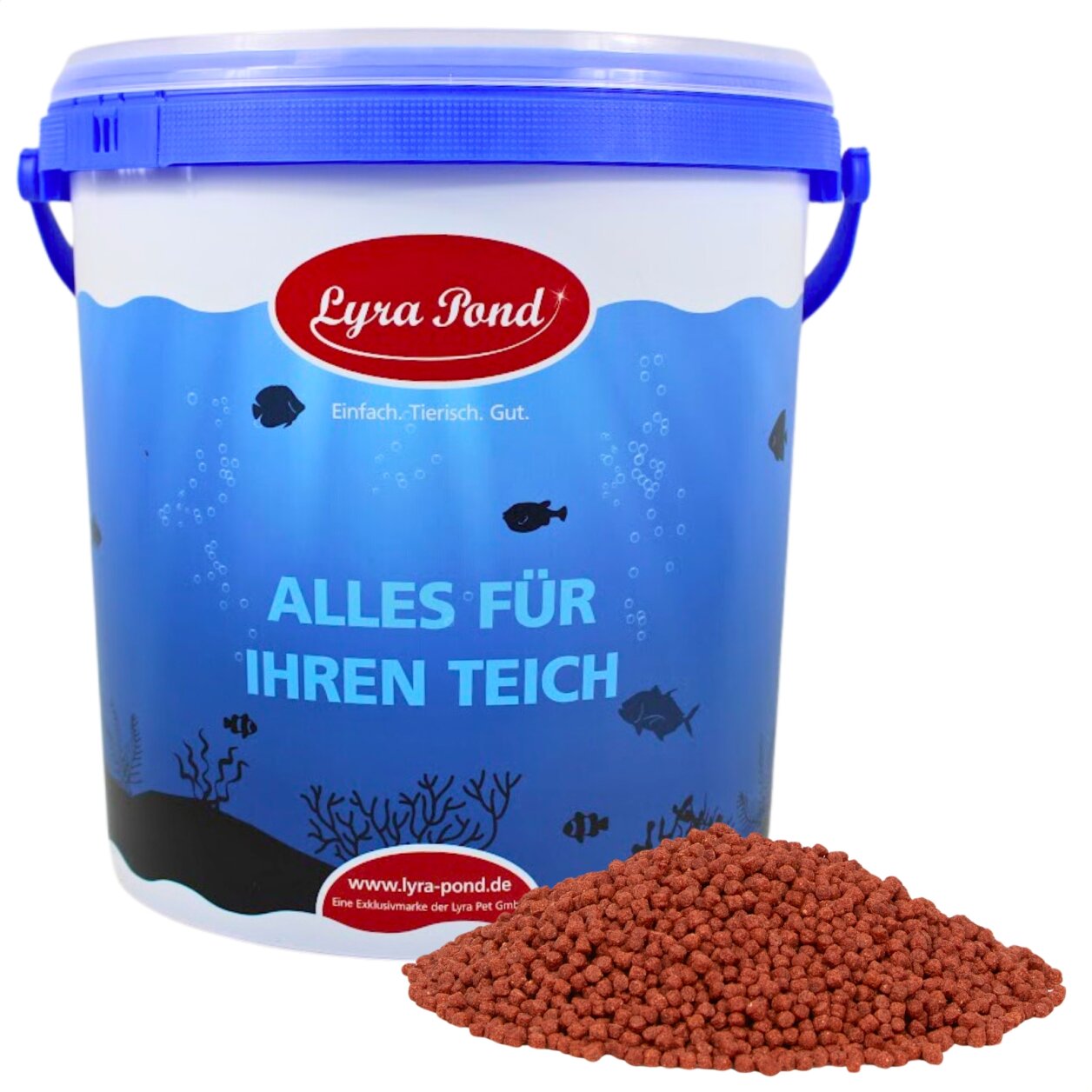 10 Liter (3,7 kg) Lyra Pond® Pond Colour Astax Koi Pellets Fischfutter Teichfutter + Eimer