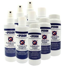 IPERON® Flohschutz Trio - je 3 x 200 ml Lotion, 200 ml Shampoo & 100 g Puder im Set