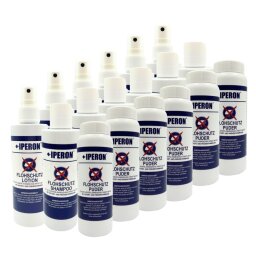 IPERON® Flohschutz Trio - je 6 x 200 ml Lotion, 200 ml Shampoo & 100 g Puder im Set