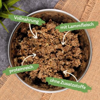 6 x 400 g Lecker.Pet® Lunas Saftige Fleischmahlzeit mit Lamm Hundefutter Nassfutter MHD 10/2026 B-Ware