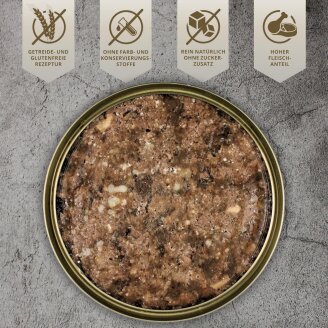 6 x 400 g Lecker.Pet® Lunas Saftige Fleischmahlzeit mit Lamm Hundefutter Nassfutter MHD 10/2026 B-Ware
