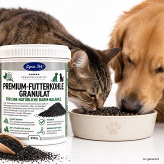 250 -1500 g Lyra Pet® Premium-Futterkohle Pflanzenkohle Granulat für Hunde & Katzen