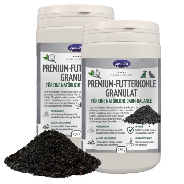 500 g (2 x 250 g) Lyra Pet® Charbon végétal Premium en granulés pour chiens et chats