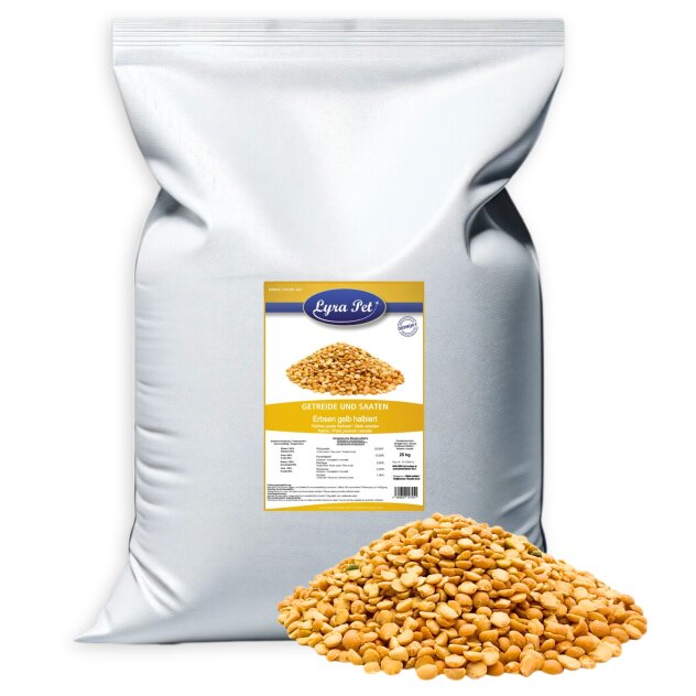 25 kg de petits pois jaunes Lyra Pet® coupés en deux