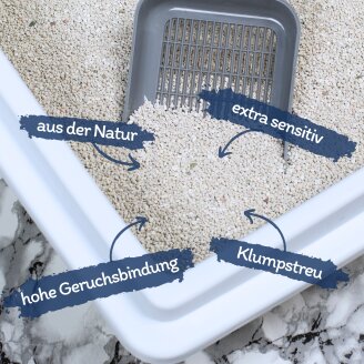 2 x 15 Liter Lyra Pet® White Cat® Pure Sensitive Katzenstreu Bentonit ohne Duft + 2 Mäuse