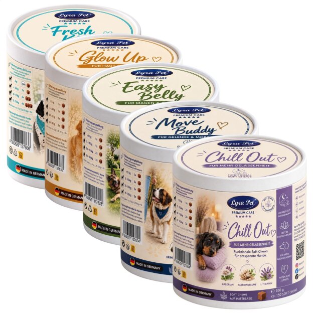 5 x 350 g Lyra Pet® Funktionale Soft Chews Mixpaket für Hunde